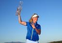 European captain Suzann Pettersen celebrates with the Solheim Cup