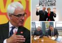 Clockwise from top right: Alex Salmond and Nicola Sturgeon with the 'Scotland's Future' white paper, Salmond and David Cameron sign the Edinburgh Agreement, and former chancellor and No campaign lead Alistair Darling