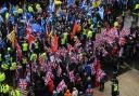 Yessers march past Unionist counter-demonstrators in Glasgow in 2020