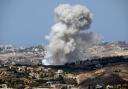 Smoke rises from Israeli shelling on villages in the Nabatiyeh district, seen from the southern town of Marjayoun, Lebanon