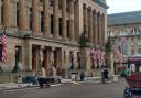 Film crews transform landmark Glasgow building into vintage New York