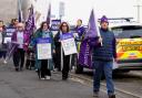 Union members protested outside John Swinney's office