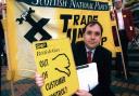 Alex Salmond at the SNP demo at the ICC in Birmingham, April 28, 1994