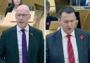 John Swinney and Russell Findlay clashed during today's FMQs