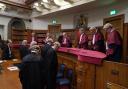 Lord Carloway presides over a proceedings where Sheriff Principal Craig Turnbull(R) is installed as a Senator of the College of Justice during a ceremony in Court 1 at Parliament House, Edinburgh