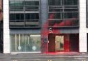 Activists smeared red paint over the bank's Glasgow offices