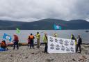 Anti-nuclear demonstrators on a beach near Coulport