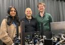 Physics researchers from Heriot-Watt University (L-R) Sheena Sothaji, Professor Brian Gerard and Frederik Brooke Barnes