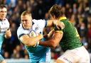 Duhan van der Merwe in action against South Africa at Murrayfield