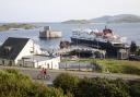 Caledonian MacBrayne ferry at Castlebay the largest settlement in Barra, Outer Hebrides, Scotland