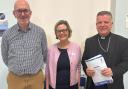 Dr Gillian Wright pictured with Bishop John Keenan (right) and Richard Lucas of the Scottish Family Party (left)