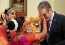 Prime Minister Sir Keir Starmer has a tilak applied by a member of the Arunima Kumar Dance Company during a reception to mark Diwali, at 10 Downing Street (Mina Kim/PA)