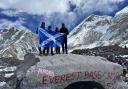 The Burton family, from Musselburgh, celebrate reaching Everest base camp