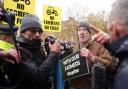 Jeremy Clarkson speaks with the media during a protest in Westminster over Labour's tax raid on family farms