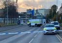 Specialist officers and a robot were pictured at the city centre travel hub