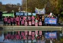 A demonstration was held outside the Scottish Parliament by climate campaigners