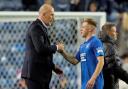 Connor Barron and Philippe Clement acknowledge eachother after a Rangers match at Ibrox