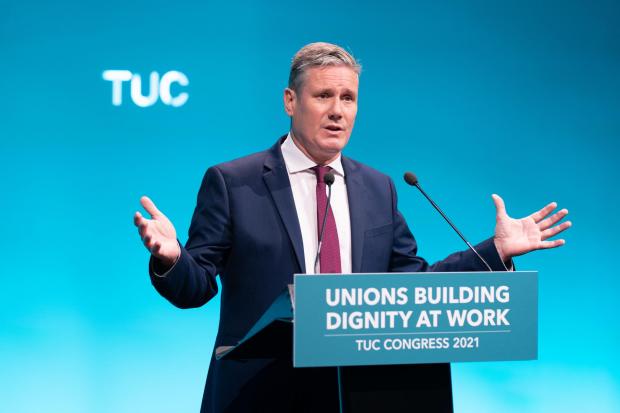 The National: Labour leader Sir Keir Starmer speaking at the TUC congress in London