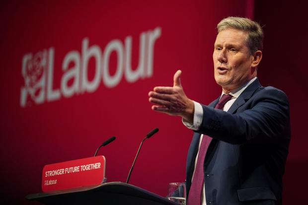 Keir Starmer delivering his keynote speech at the Labour Party conference in Brighton