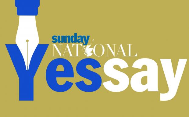 The National: Vector illustration of a fountain pen on a blue background with white letters below it..