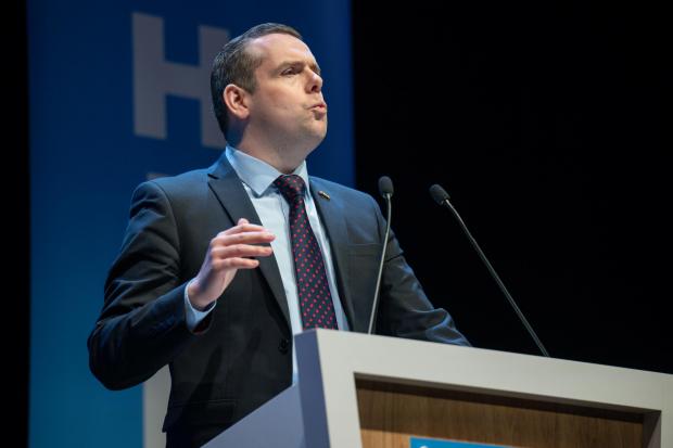 The National: Scottish Conservative Party Leader Douglas Ross during the Scottish Conservative Conference at P&J Live, The Exhibition Centre, Aberdeen. Picture date: Saturday March 19, 2022. PA Photo. See PA story POLITICS ScotTories. Photo credit should read: