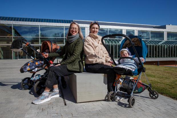 The National: Jelena Kerr, left (with Lewis in the buggy), and Helen Burn (with Annie in the buggy)