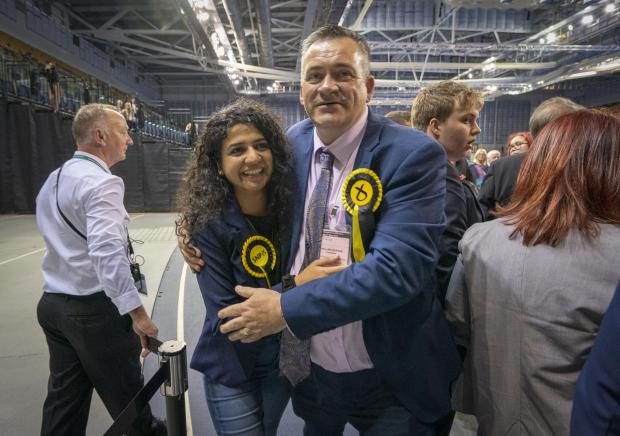 The National: The SNP's Roza Salih and William Graham at the Glasgow City Council count