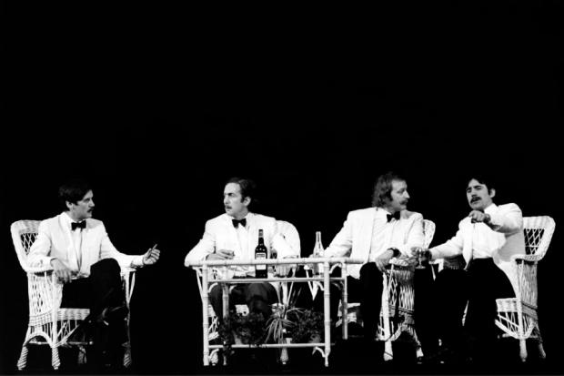 From left: Michael Palin, Eric Idle, Graham Chapman and Terry Jones performing the Four Yorkshiremen sketch