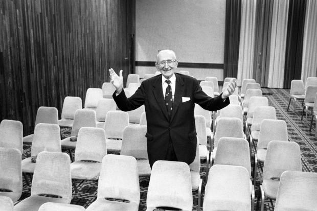 Nobel prize winning economist Professor Friedrich Hayek, 84, at a presentation ceremony at which he received the Aims of Industry organisation's first International Free Enterprise Award