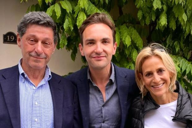 From left to right: Jon Sopel, Lewis Goodall and Emily Maitlis