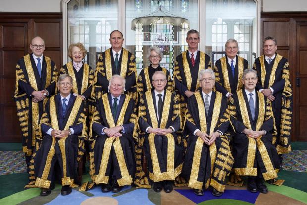 Handout photo from the Supreme Court of its judges following the swearing in of Lord Reed of Allermuir as the new president in 2020