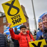Supporters during a election campaign event on November 16, 2019 in Arbroath, Scotland
