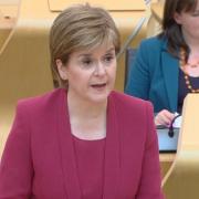 Nicola Sturgeon speaking in the Holyrood chamber this afternoon