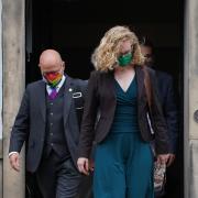 Scottish Green Party co-leaders Patrick Harvie and Lorna Slater leave Bute House, Edinburgh