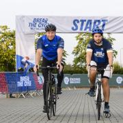 Scottish Olympic cyclist Chris Hoy and Social Bite founder Josh Littlejohn