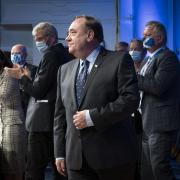 Alex Salmond after delivering his leaders speech during the first annual conference for the Alba Party at Greenock Town Hall.