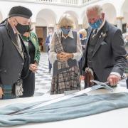 Charles and Camilla were presented with Robert the Bruce's sword at the redeveloped Aberdeen Art Gallery