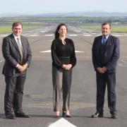 From left to right - Kevin Seymour, CEO, Astraius; Zoe Kilpatrick, commercial director, Glasgow Prestwick Airport; Cllr Peter Henderson, leader, South Ayrshire Council