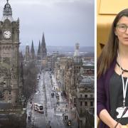 Green MSP Ariane Burgess, and a general view of Edinburgh, where short-term lets have been cited as a particular issue