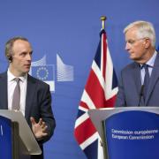 Dominic Raab with Michel Barnier at a press conference in Brussels. Barnier has described Raab now as 'not a man of great subtlety'.