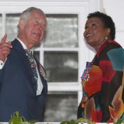 Things are looking up for new Bajan President Dame Sandra Mason, pictured here with Prince Charles.
