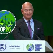 Why was Amazon owner Jeff Bezos giving a speech at COP26?