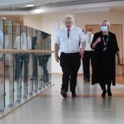 The PM with Marion Dickson, Executive Director of Nursing, Midwifery and Allied Health Professionals, and Executive Director for Surgery and Community Services for Northumbria Healthcare at Hexham General Hospital in Northumberland. Photo PA.