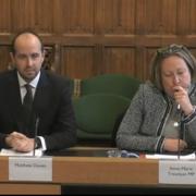 Matthew Davies, the UK Chief Negotiator at the Department for International Trade, left, and Anne-Marie Trevelyan, Secretary of State for International Trade, right, appearing at the Trade committee