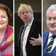From left: SNP MP Philippa Whitford, Prime Minister Boris Johnson, and SNP MP Ian Blackford
