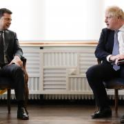 Ukrainian President Volodymyr Zelenskyy attends a meeting with Prime Minister Boris Johnson earlier this year. Photograph: PA