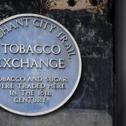 A plaque near The Tobacco Merchant's House in Glasgow's Merchant City