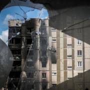 Buildings destroyed during the Russian invasion wait to be renovated or demolished in Irpin, Ukraine. (Photo by Christopher Furlong/Getty Images).