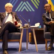 Outgoing Tory Prime Minister Boris Johnson and Rwandan President Paul Kagame