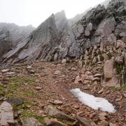 The melting snow in areas such as the Sphinx on Garbh Choire Mor are proof of climate change